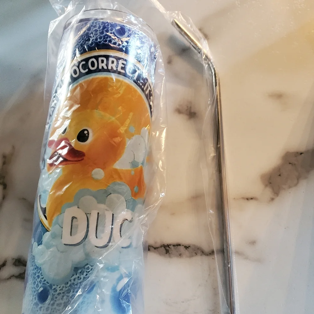 Dear Autocorrect....IT'S NEVER DUCK Bubble Bath 20oz Tumbler w/ duo lids 🎉sale